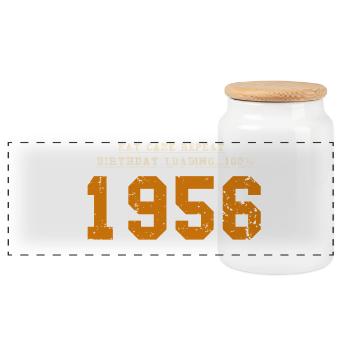 Original 70 Year Anniversary 1956 Party Gift - Panoramic Cookie Jar with Wooden Lid - white - Front