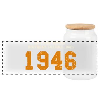 80 Year Anniversary Original 1946 Party Gift - Panoramic Cookie Jar with Wooden Lid - white - Front