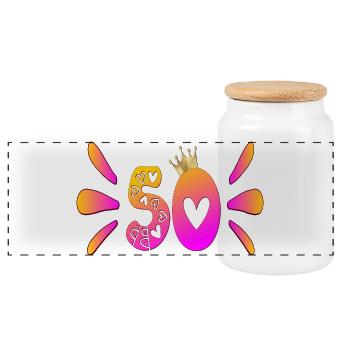 Cinquante couronne - 50e anniversaire - Boîte à biscuits avec couvercle en bois - blanc - Devant