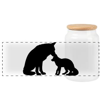 T-shirt Loup Famille - Wolf Family Bond - Boîte à biscuits avec couvercle en bois - blanc - Devant