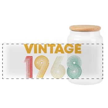 Vintage 1988 Graphic Logo - Panoramic Cookie Jar with Wooden Lid - white - Front