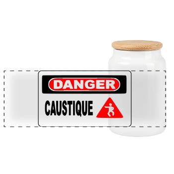 Panneau Danger Caustique - Boîte à biscuits avec couvercle en bois - blanc - Devant