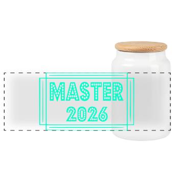 Studium Abschluss 2026 Master - Panorama Keksdose mit Holzdeckel - Weiß - Vorne