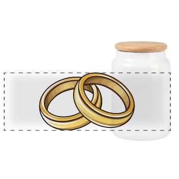 Eheringe Hochzeit - Panorama Keksdose mit Holzdeckel - Weiß - Vorne