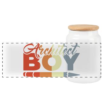Architecte drôle - Boîte à biscuits avec couvercle en bois - blanc - Devant