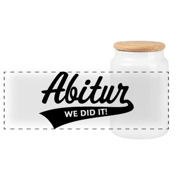 Abitur – We Did It! (Graduating Class / B) - Panoramic Cookie Jar with Wooden Lid - white - Front