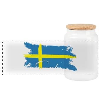 Suède, Scandinavie - Boîte à biscuits avec couvercle en bois - blanc - Devant