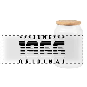 Limited Edition June 1966 Geburtstag Geschenk - Panorama Keksdose mit Holzdeckel - Weiß - Vorne