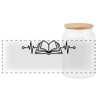 Heartbeat Book Reader – Book Heartbeat - Panorama Keksdose mit Holzdeckel - Weiß - Vorne