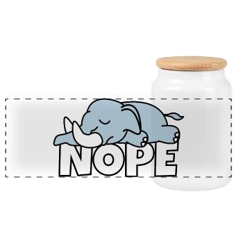 Lazy Elephant Nope Not Today Lazy Africa - Panoramic Cookie Jar with Wooden Lid - white - Front