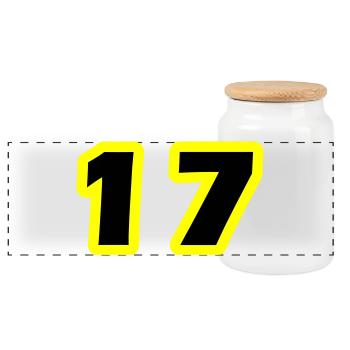 17 Number Symbol - Panoramic Cookie Jar with Wooden Lid - white - Front