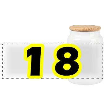 18 Number symbol - Panoramic Cookie Jar with Wooden Lid - white - Front