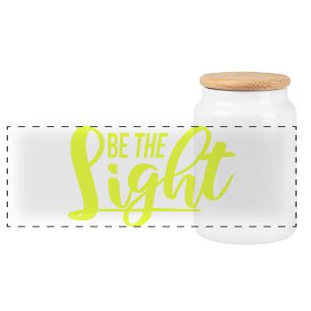 Be The Light Motivierend Positivität Spruch Logo - Panorama Keksdose mit Holzdeckel - Weiß - Vorne
