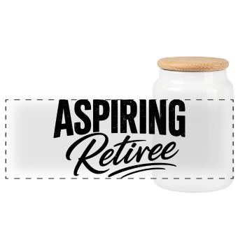 Aspiring Retiree - Panoramic Cookie Jar with Wooden Lid - white - Front