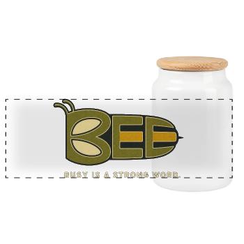 BEE – Occupé est un mot fort - Boîte à biscuits avec couvercle en bois - blanc - Devant