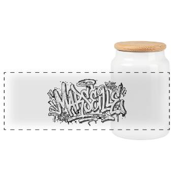 Marseille Graffiti Hip Hop - Boîte à biscuits avec couvercle en bois - blanc - Devant