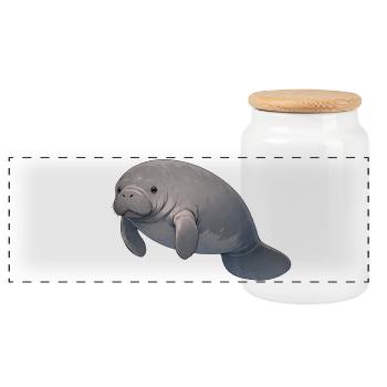 Lamantin - Boîte à biscuits avec couvercle en bois - blanc - Devant