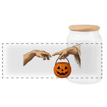 Halloween Die Schöpfung Lustiges Halloween - Panorama Keksdose mit Holzdeckel - Weiß - Vorne