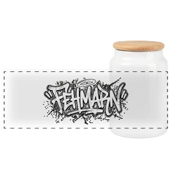Fehmarn Graffiti Oldschool Hip Hop - Panorama Keksdose mit Holzdeckel - Weiß - Vorne