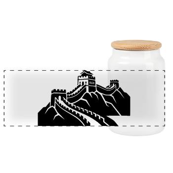 Great Wall of China - Panoramic Cookie Jar with Wooden Lid - white - Front