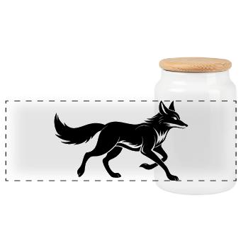 Running Fox - Panoramic Cookie Jar with Wooden Lid - white - Front