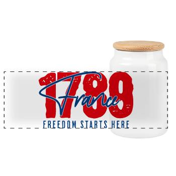 1789 France / Frankreich La liberté commence ici - Boîte à biscuits avec couvercle en bois - blanc - Devant