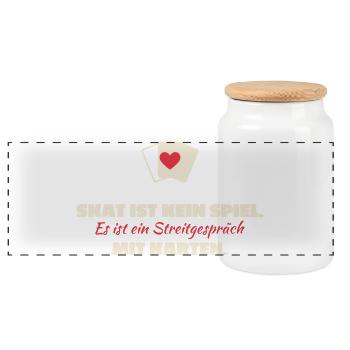 Skat Ist Kein Spiel: Streitgespräch Karten - Panorama Keksdose mit Holzdeckel - Weiß - Vorne