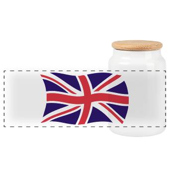 England Flagge - Panorama Keksdose mit Holzdeckel - Weiß - Vorne