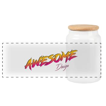 Logo Awesome Design - Panoramic Cookie Jar with Wooden Lid - white - Front