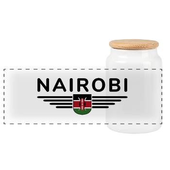 Nairobi Fans: T-Shirt für Kenia-Liebhaber - Panorama Keksdose mit Holzdeckel - Weiß - Vorne