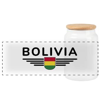 I Love Bolivia, Elegance Style Design T-Shirt - Panoramic Cookie Jar with Wooden Lid - white - Front