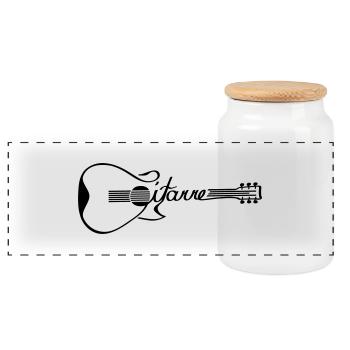 Guitar 2 - Panoramic Cookie Jar with Wooden Lid - white - Front