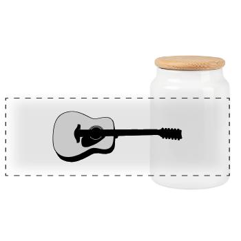 guitare - Boîte à biscuits avec couvercle en bois - blanc - Devant