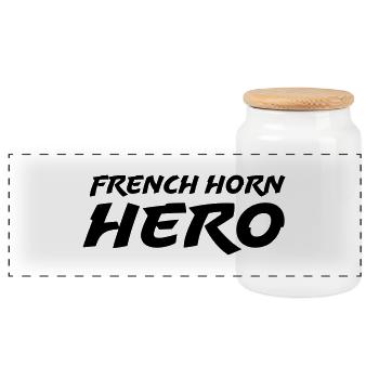 French horn hero - Panoramic Cookie Jar with Wooden Lid - white - Front