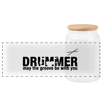 may the groove be with you - Panorama Keksdose mit Holzdeckel - Weiß - Vorne