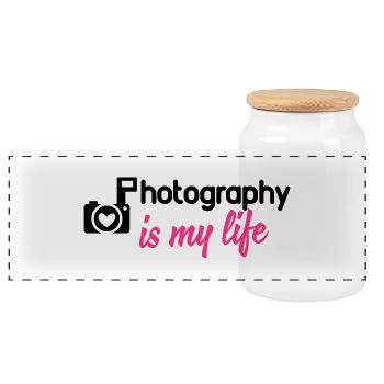 photography is my life - Panorama Keksdose mit Holzdeckel - Weiß - Vorne