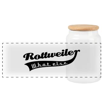Rottweiler - Panorama Keksdose mit Holzdeckel - Weiß - Vorne