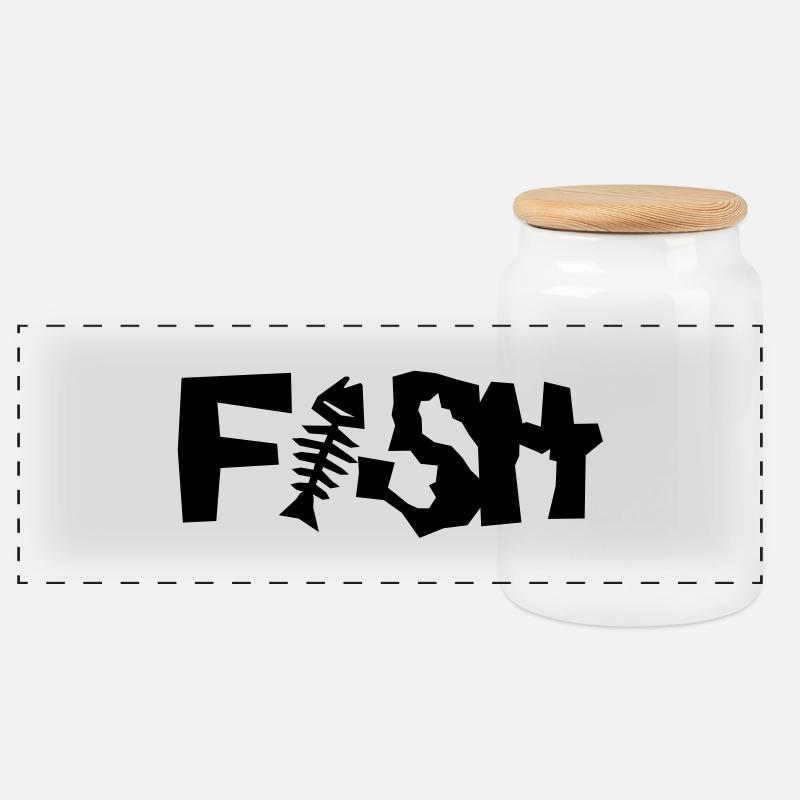 fisch - Panorama Keksdose mit Holzdeckel - Weiß