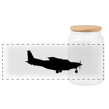 Avion - Boîte à biscuits avec couvercle en bois - blanc - Devant