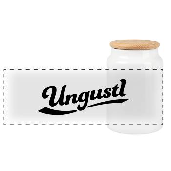 Ungustl II – Wiener Dialekt - Panorama Keksdose mit Holzdeckel - Weiß - Vorne