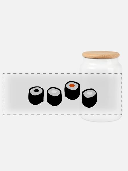 Sushi Rolls - Panorama Keksdose mit Holzdeckel - Weiß
