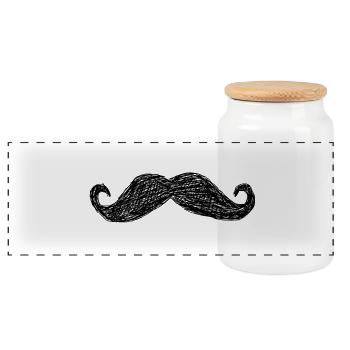 Moustache - Boîte à biscuits avec couvercle en bois - blanc - Devant
