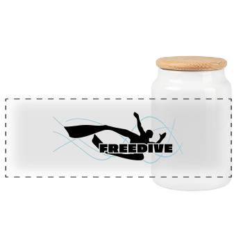 Bi-Fin Freedive Apnea - Panoramic Cookie Jar with Wooden Lid - white - Front