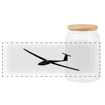 segelflugzeug_8 - Panoramic Cookie Jar with Wooden Lid - white - Front