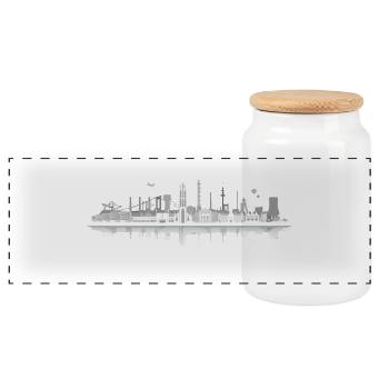 duisburg_city_hell01 detail - Panoramic Cookie Jar with Wooden Lid - white - Front