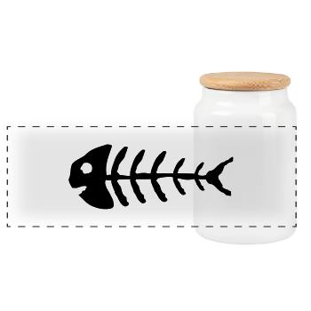 fish_bones_wo1 - Boîte à biscuits avec couvercle en bois - blanc - Devant