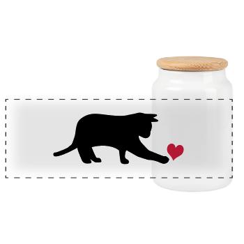 Katze - Panorama Keksdose mit Holzdeckel - Weiß - Vorne