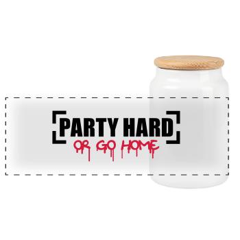 Party Hard Or Go Home - Panorama Keksdose mit Holzdeckel - Weiß - Vorne
