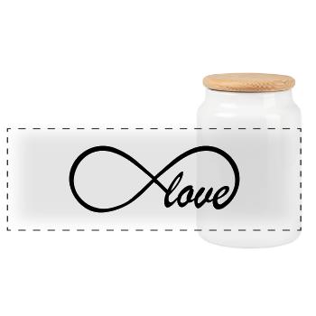 Love Infinity Swag - Panorama Keksdose mit Holzdeckel - Weiß - Vorne