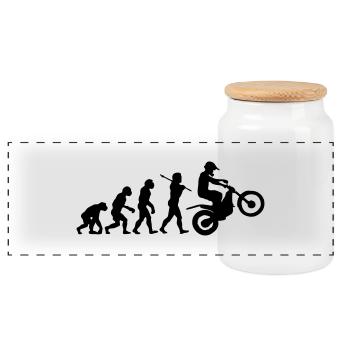 trials bike evolution 01 - Panoramic Cookie Jar with Wooden Lid - white - Front